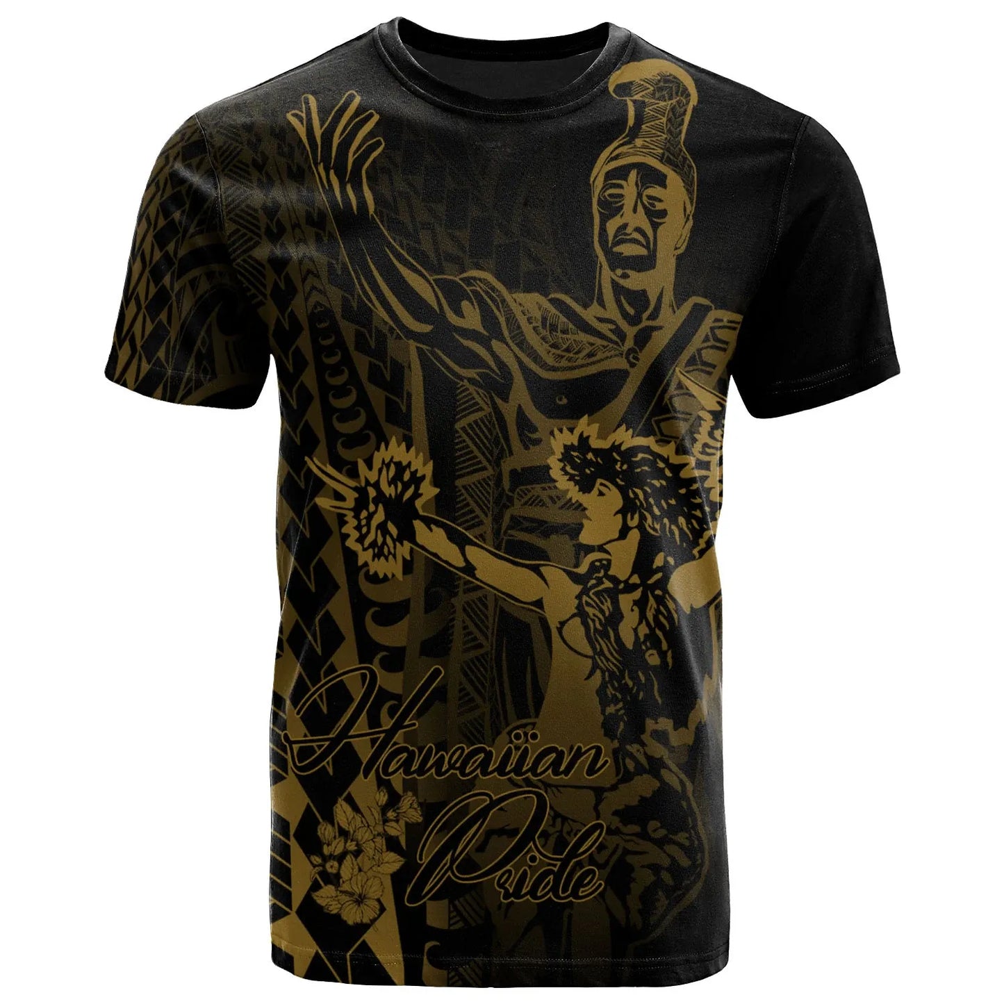 Hawaii T-Shirt - King Of Hawaii With Hawaiian Girls Yellow Version