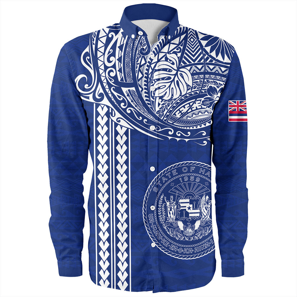 Hawaii Long Sleeve Shirt State of Hawaii Polynesian Tribal Classic Style