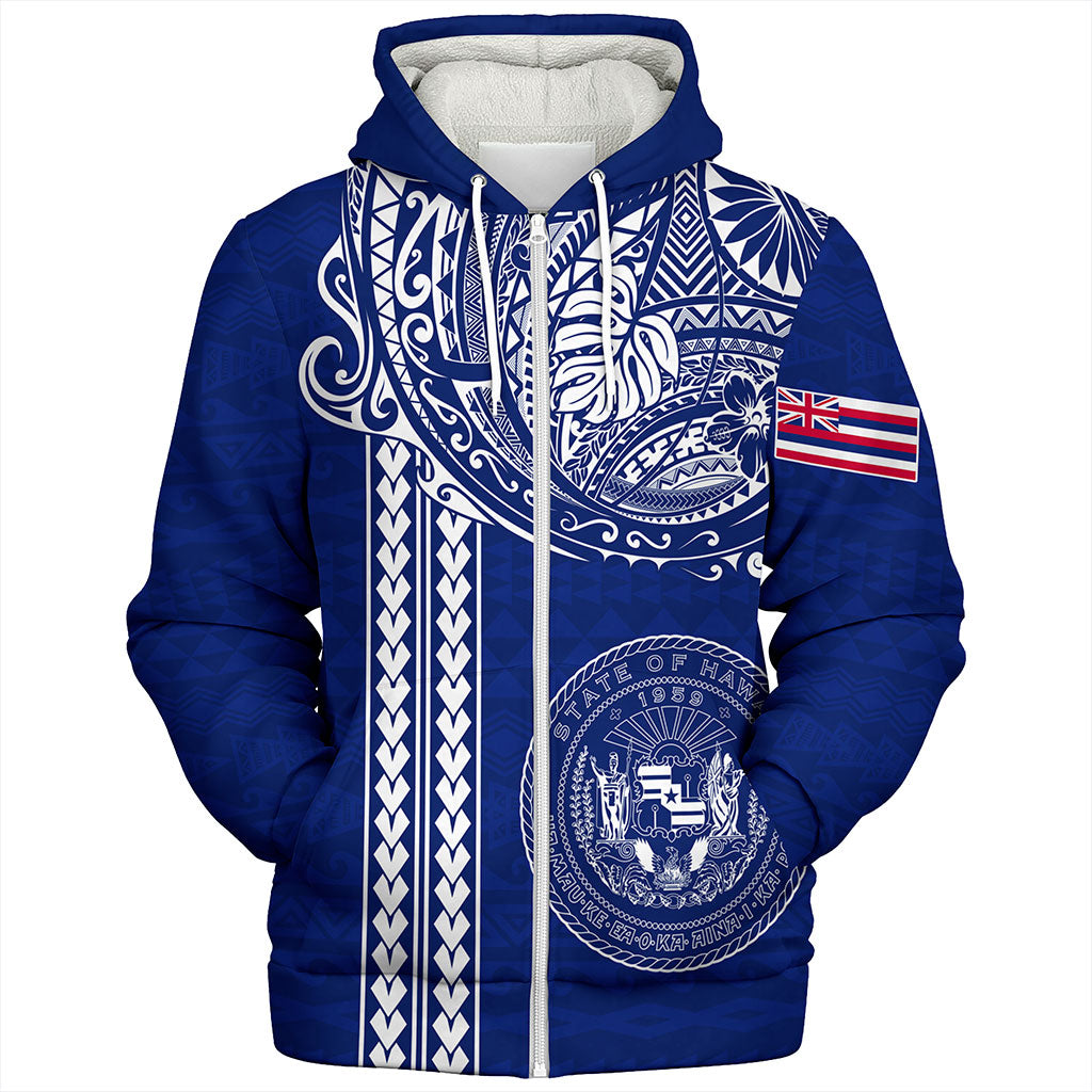 Hawaii Sherpa Hoodie State of Hawaii Polynesian Tribal Classic Style