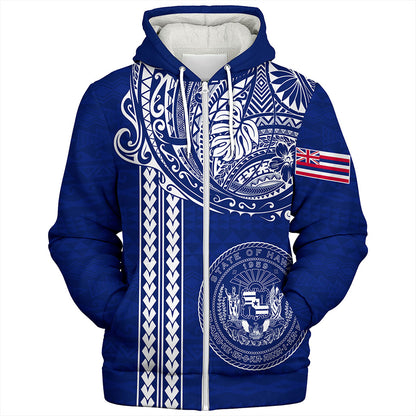 Hawaii Sherpa Hoodie State of Hawaii Polynesian Tribal Classic Style