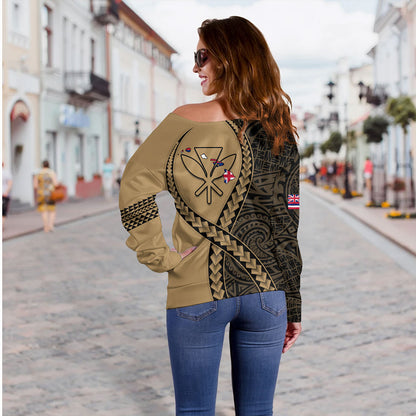 Hawaii Off Shoulder Sweatshirt Tribal Polynesian In My Heart