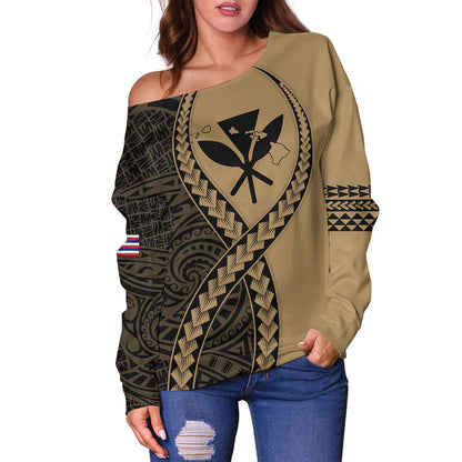 Hawaii Off Shoulder Sweatshirt Tribal Polynesian In My Heart