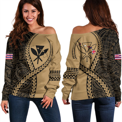 Hawaii Off Shoulder Sweatshirt Tribal Polynesian In My Heart