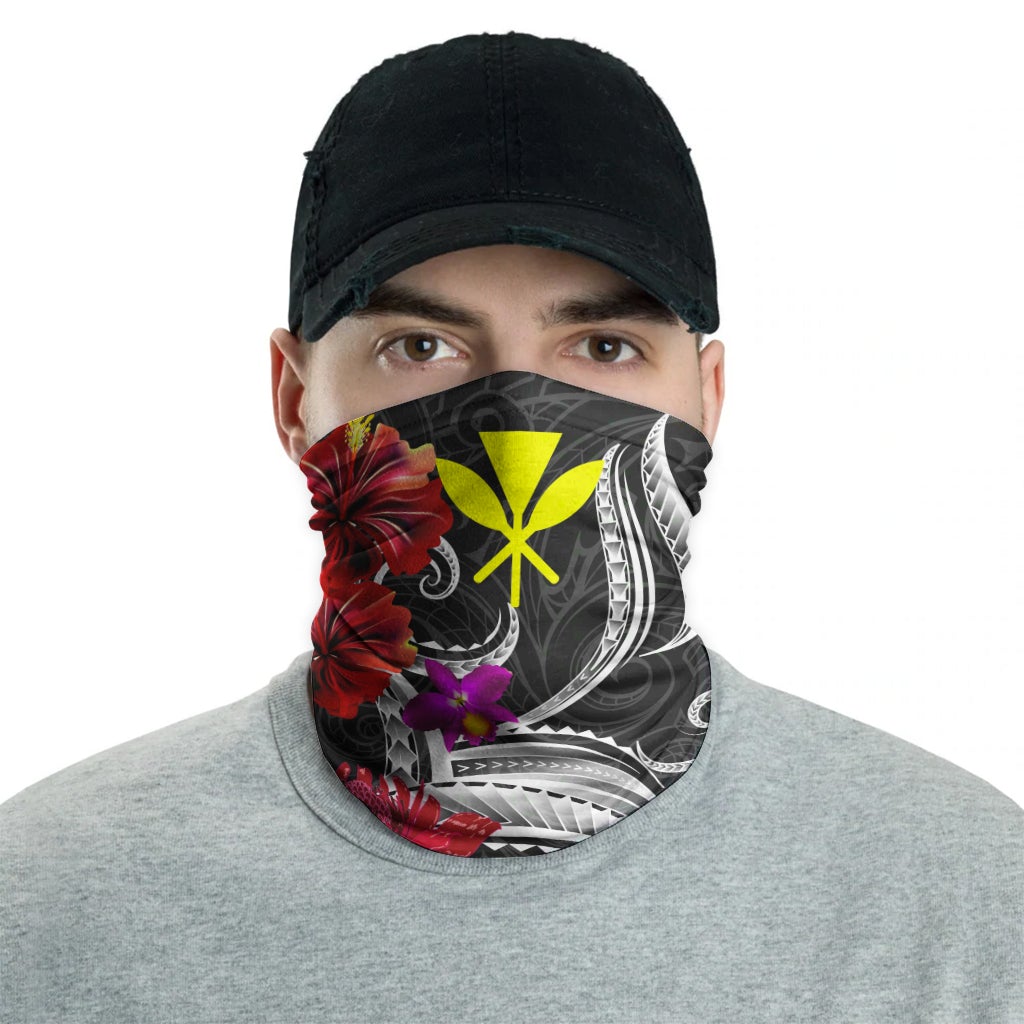Hawaii Neck Gaiter Tropical Flower with Polynesian Pattern