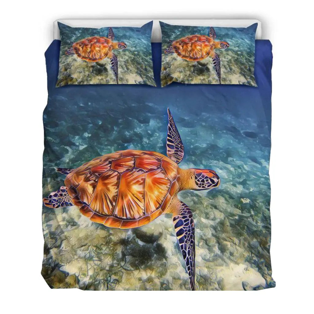 Hawaiian Duvet Cover Set - Hawaii Sea Turtle 03