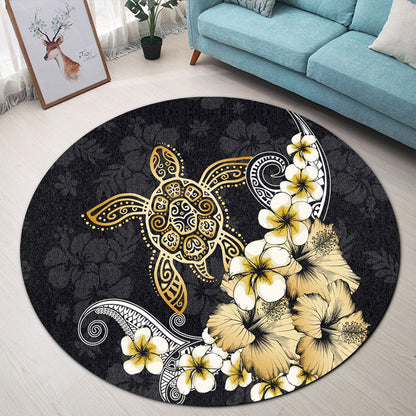 Hawaii Round Rug Hawaii Turtle Gold Tropical