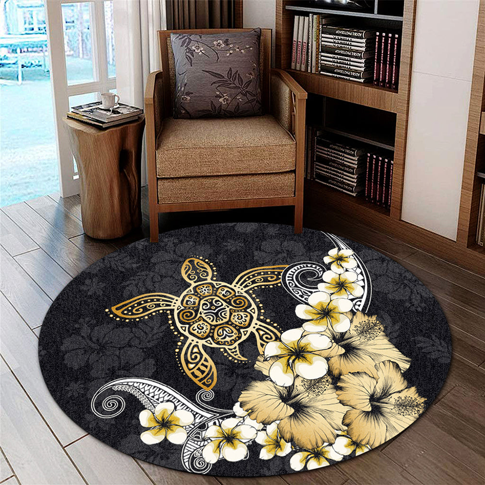 Hawaii Round Rug Hawaii Turtle Gold Tropical