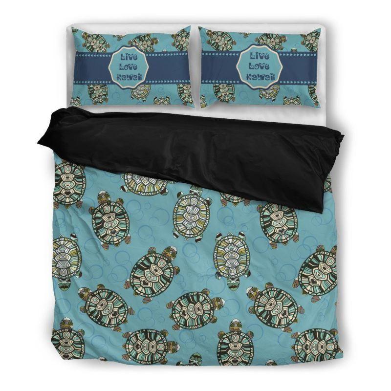 Hawaiian Duvet Cover Set - Sea Turtle & Live Love