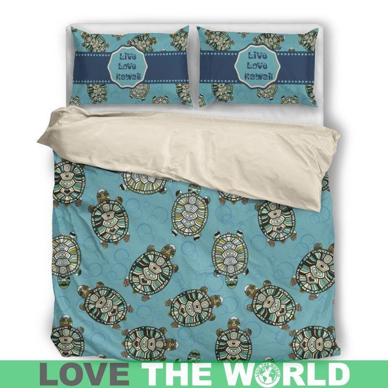 Hawaiian Duvet Cover Set - Sea Turtle & Live Love