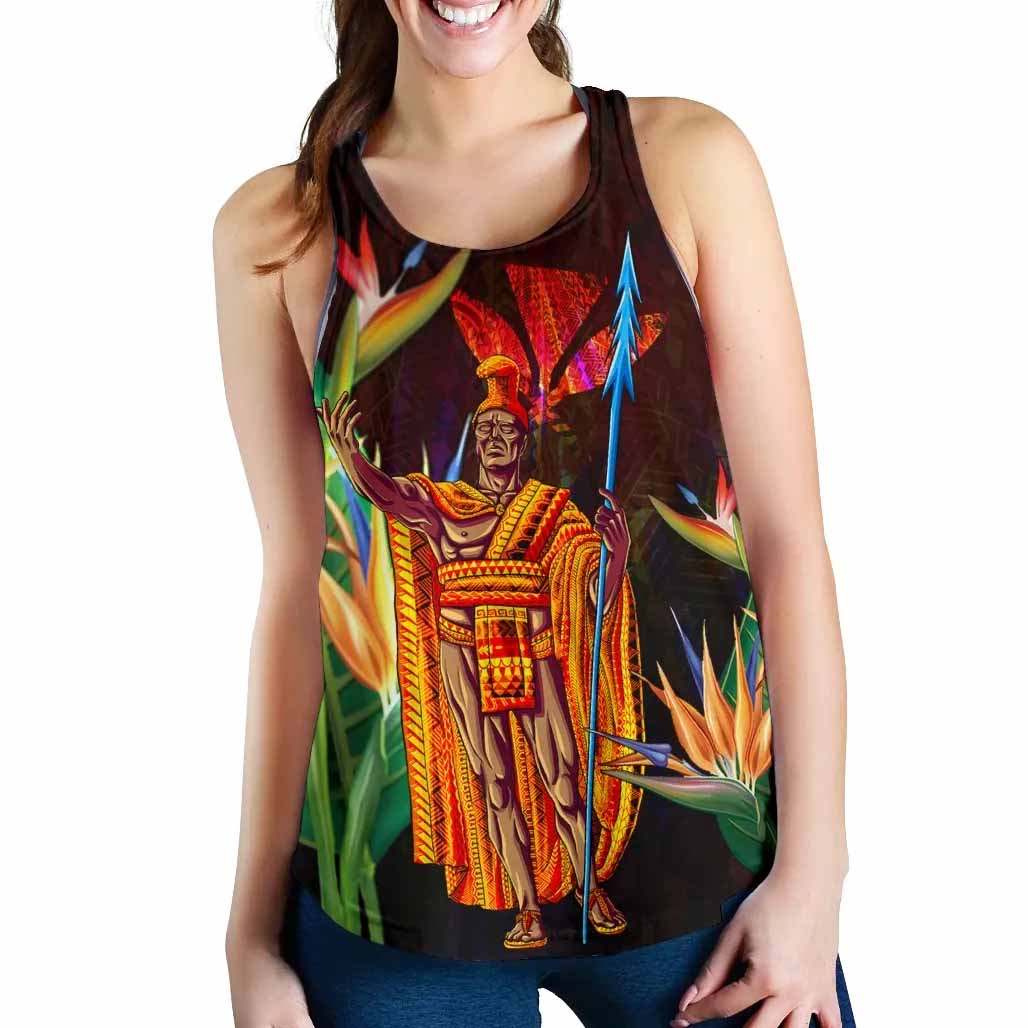 Hawaii Women Racerback Tank - Hawaii King With Bird of Paradise