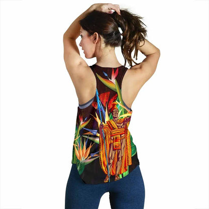 Hawaii Women Racerback Tank - Hawaii King With Bird of Paradise