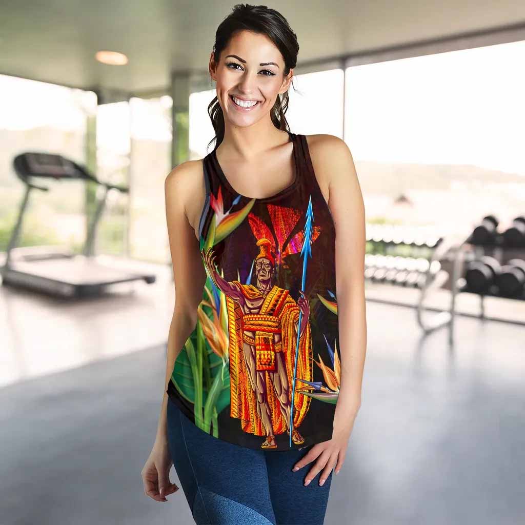 Hawaii Women Racerback Tank - Hawaii King With Bird of Paradise