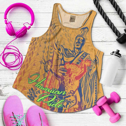 Hawaii Women Racerback Tank - King Of Hawaii With Hawaiian Girls