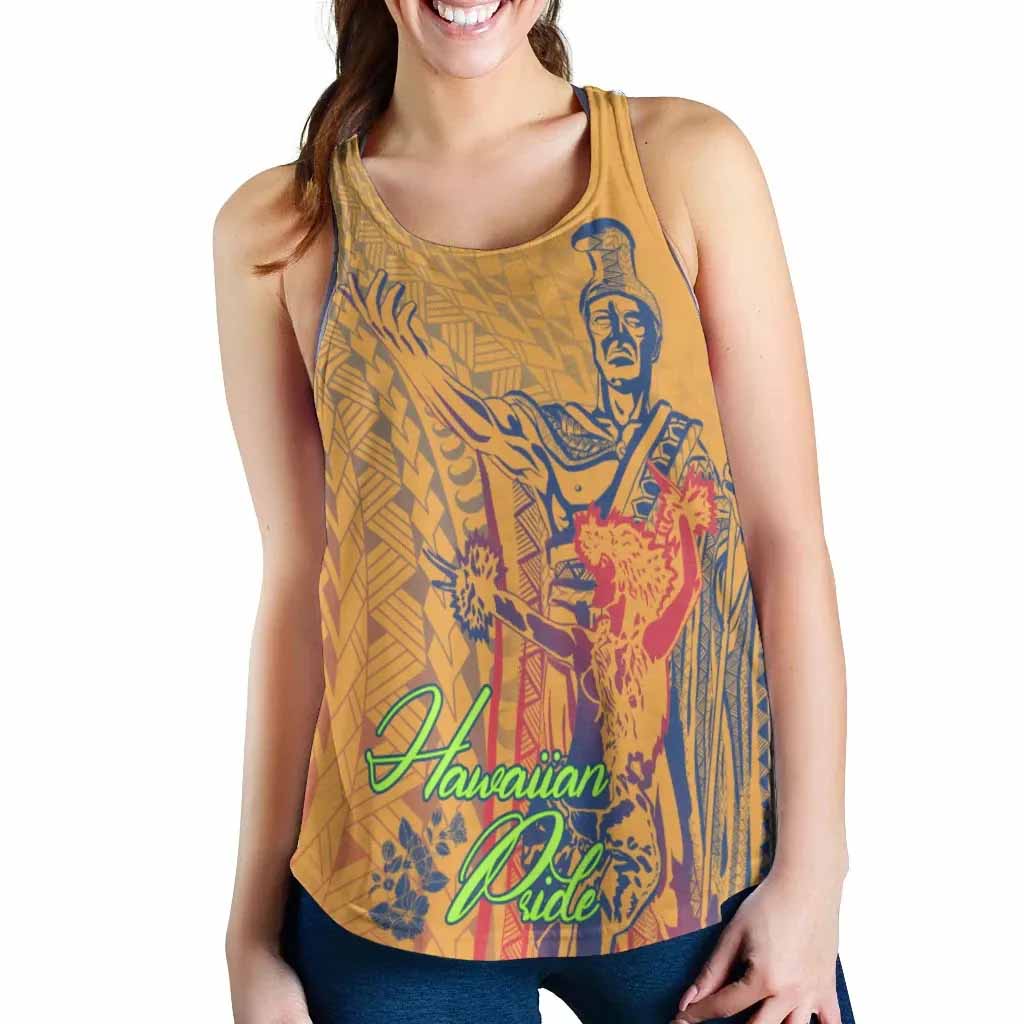 Hawaii Women Racerback Tank - King Of Hawaii With Hawaiian Girls