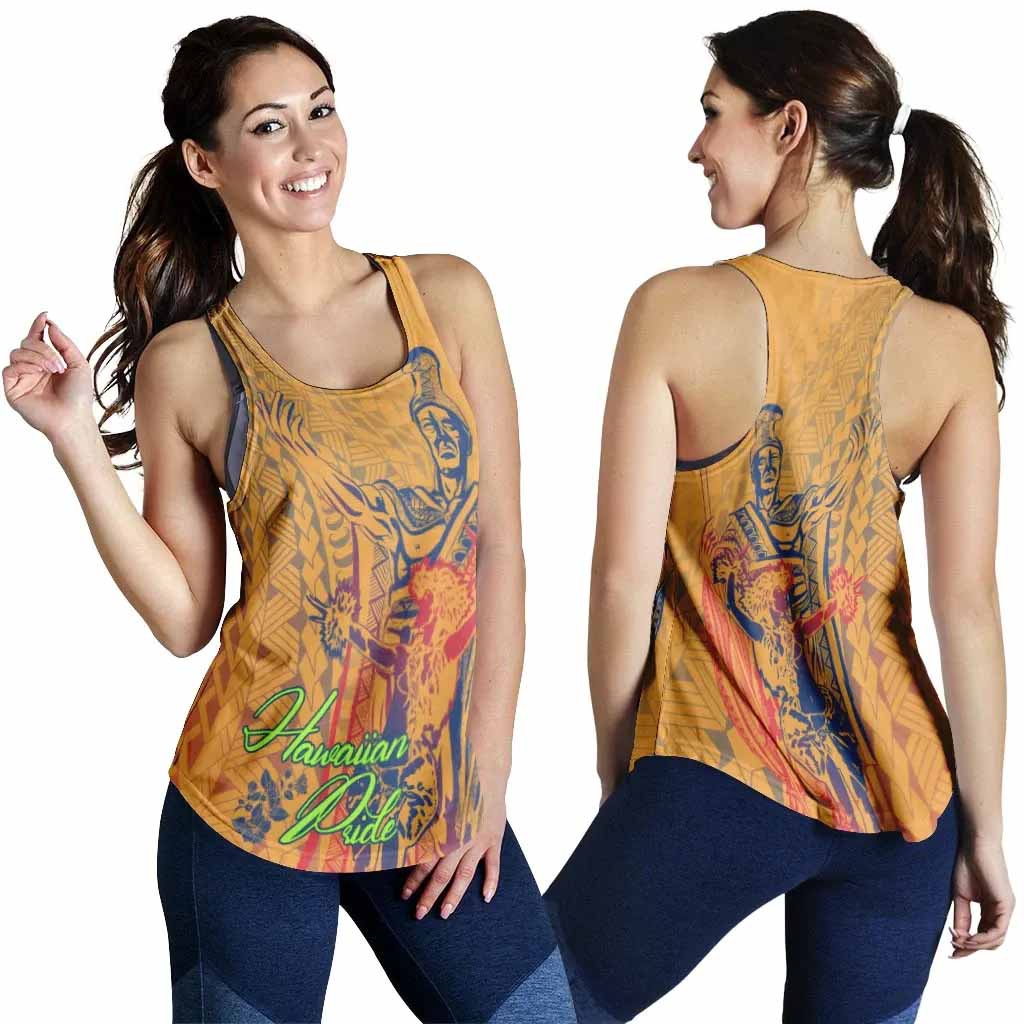 Hawaii Women Racerback Tank - King Of Hawaii With Hawaiian Girls