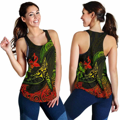 Hawaii Women Racerback Tank - Polynesian Humpback Whale