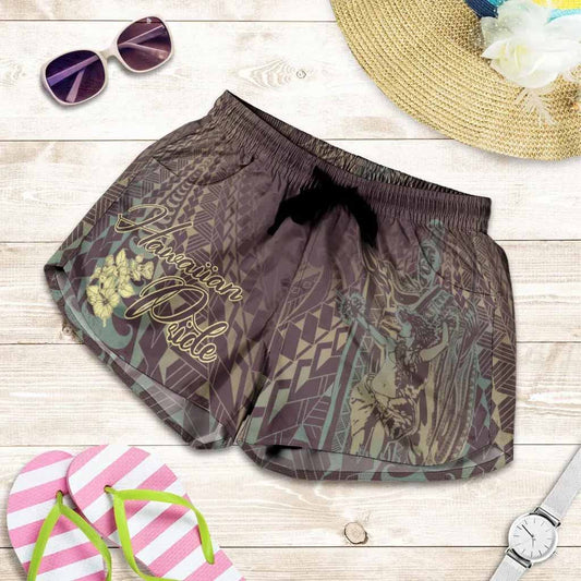 Hawaii Women Shorts - King Of Hawaii With Hawaiian Girls Brown Version