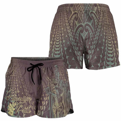 Hawaii Women Shorts - King Of Hawaii With Hawaiian Girls Brown Version