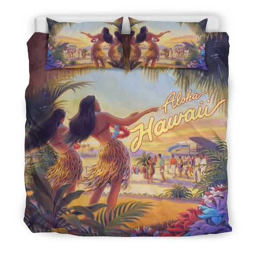 Hawaiian Duvet Cover Set - Aloha Hawaii Dancing