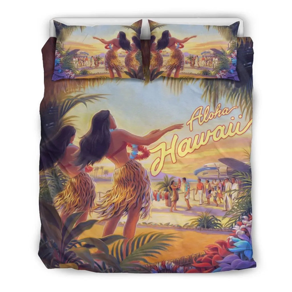 Hawaiian Duvet Cover Set - Aloha Hawaii Dancing