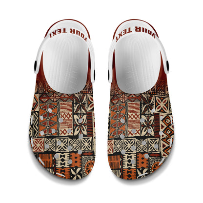 Hawaii Clogs Shoes Custom Text Hawaiian Style Tribal Fabric Patchwork