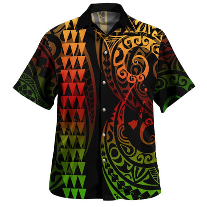 Hawaii Combo Shirts And Shorts Hawaiian Map Kakau Style Reggae