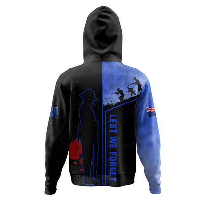 New Zealand Hoodie Anzac Day Lest We Forget Poppy Flower Symbol