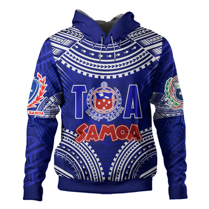 (Custom Personalised) Samoa Rugby Toa Samoa Blue Style Hoodie