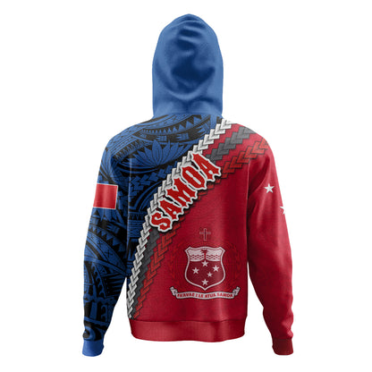 Samoa Hoodie - Samoa Coat Of Arms With Polynesian Tribal Flag Style