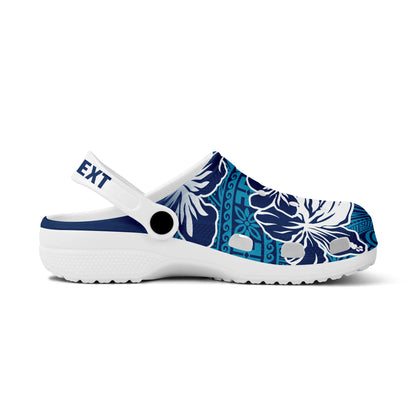 Hawaii Clogs Shoes Custom Text Hibiscus Flower Tapa Cloth