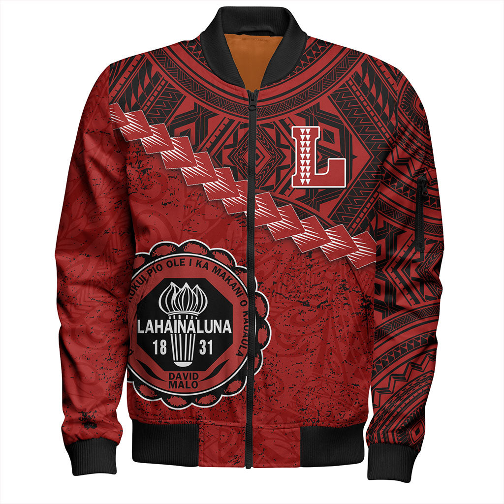 Hawaii Bomber Jacket Lahainaluna High School With Polynesian Tribal