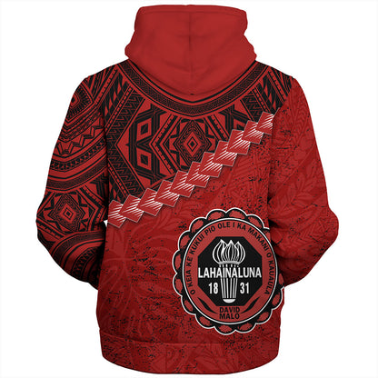 Hawaii Sherpa Hoodie Lahainaluna High School With Polynesian Tribal