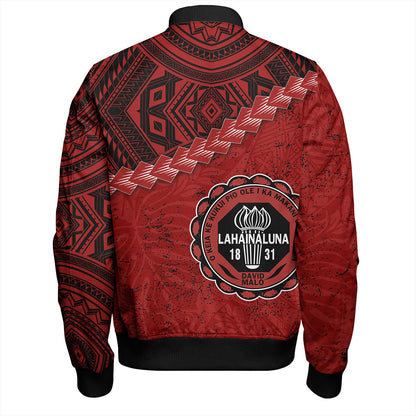 Hawaii Bomber Jacket Lahainaluna High School With Polynesian Tribal