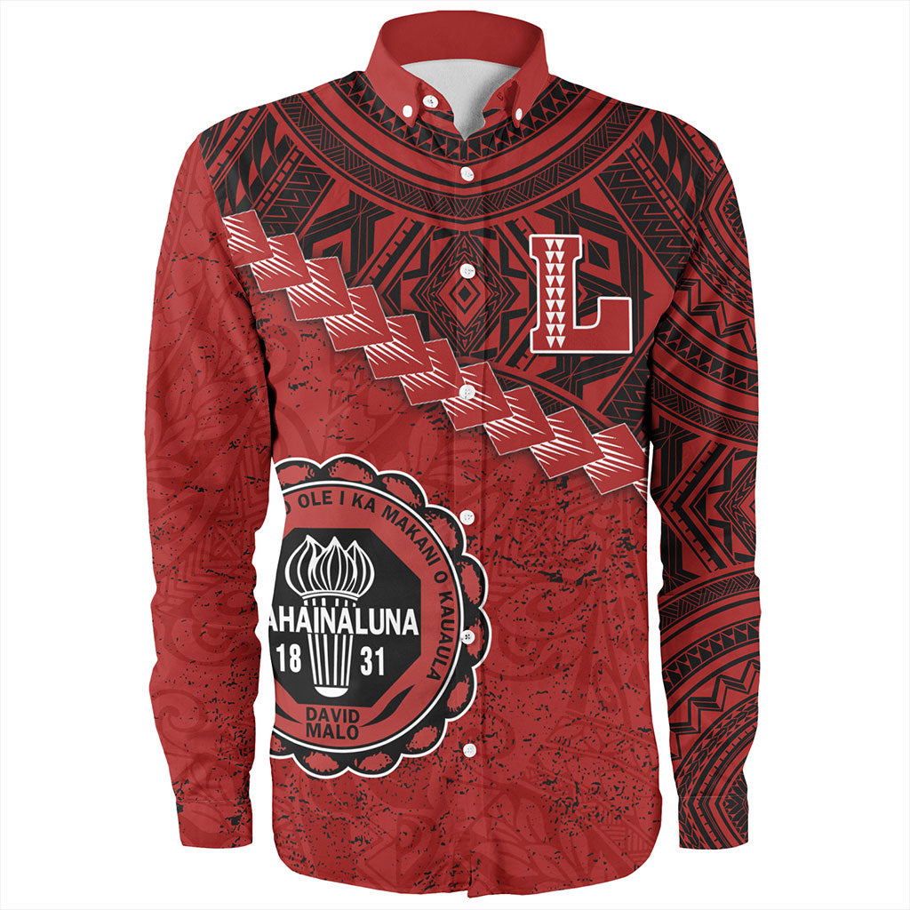 Hawaii Long Sleeve Shirt Lahainaluna High School With Polynesian Tribal
