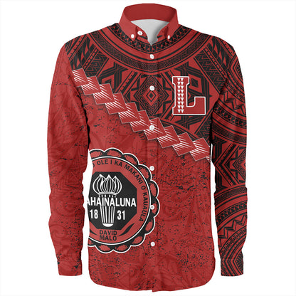 Hawaii Long Sleeve Shirt Lahainaluna High School With Polynesian Tribal