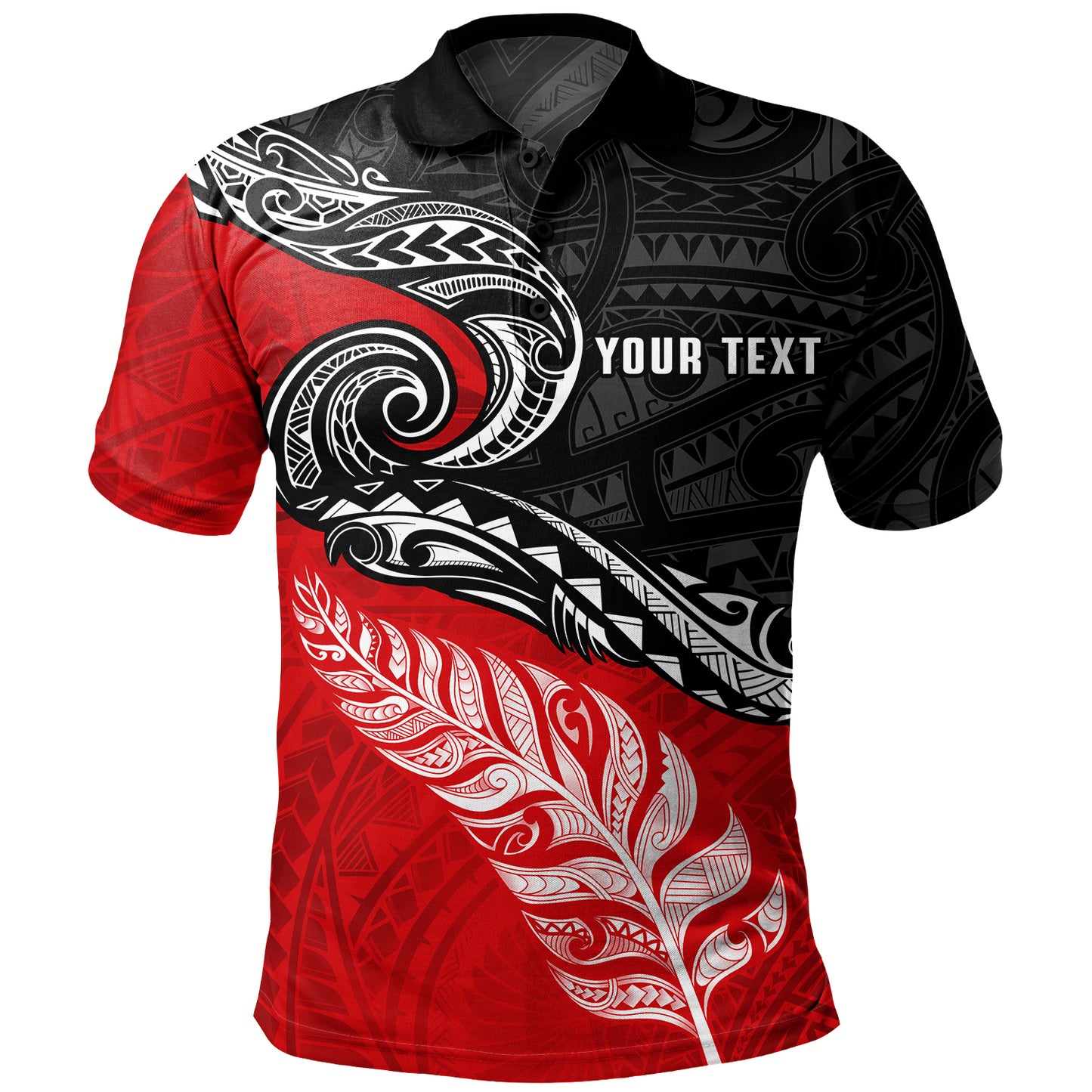 New Zealand Polo Shirt Maori Tribal Design Flag With Silver Fern