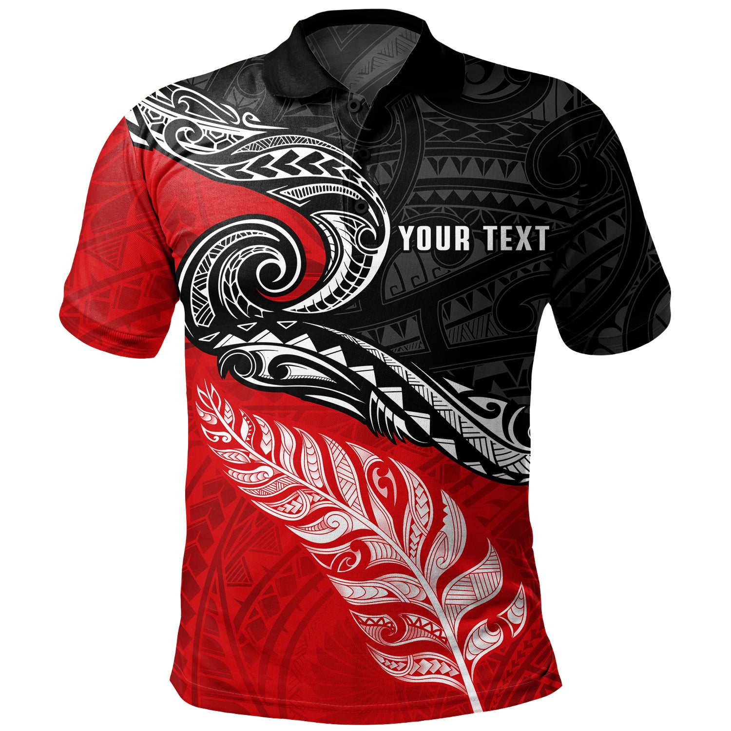 New Zealand Polo Shirt Maori Tribal Design Flag With Silver Fern