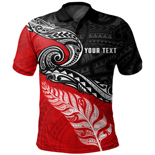 New Zealand Polo Shirt Maori Tribal Design Flag With Silver Fern