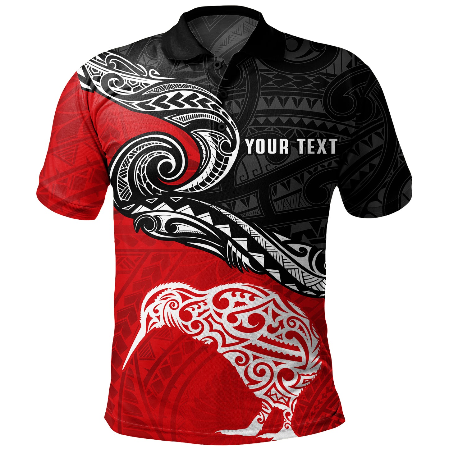 New Zealand Polo Shirt Maori Tribal Design Flag With Kiwi Bird
