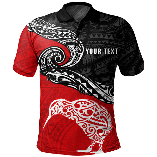 New Zealand Polo Shirt Maori Tribal Design Flag With Kiwi Bird