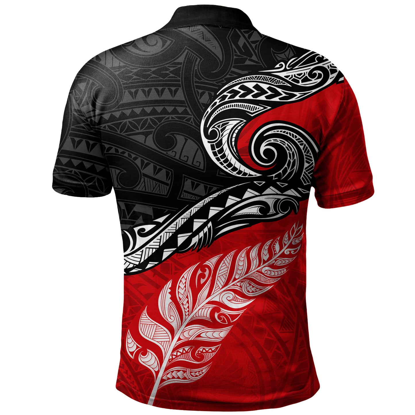 New Zealand Polo Shirt Maori Tribal Design Flag With Silver Fern