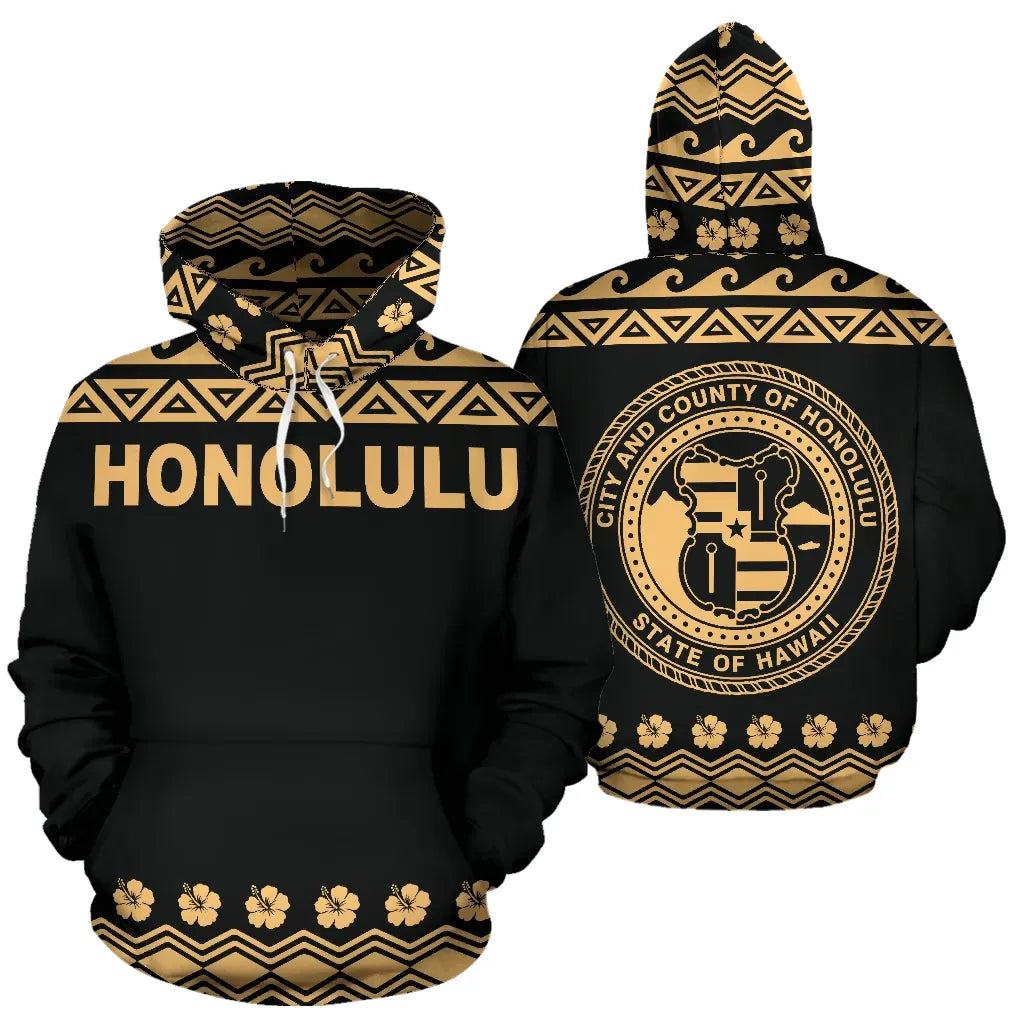 Honolulu All Over Hoodie - Polynesian Design