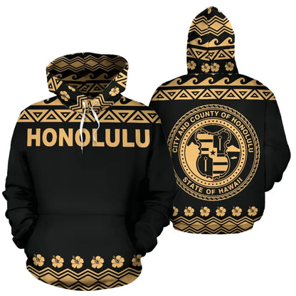 Honolulu All Over Hoodie - Polynesian Design