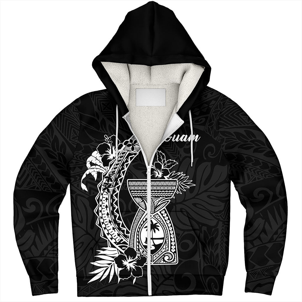 Guam Sherpa Hoodie Hook With Latte Stone Hibiscus Tropical