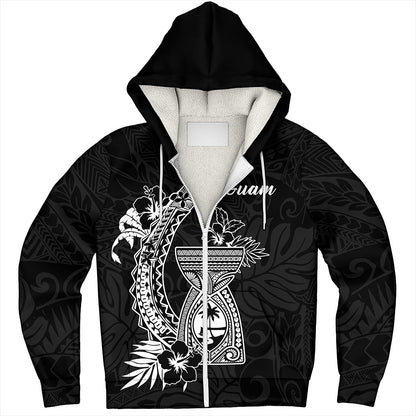 Guam Sherpa Hoodie Hook With Latte Stone Hibiscus Tropical