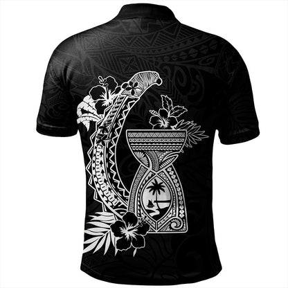 Guam Polo Shirt Hook With Latte Stone Hibiscus Tropical