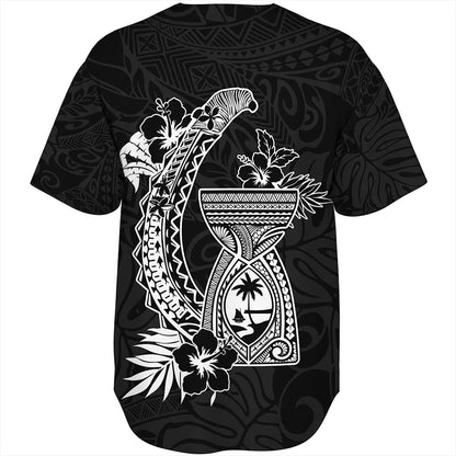 Guam Baseball Shirt Hook With Latte Stone Hibiscus Tropical