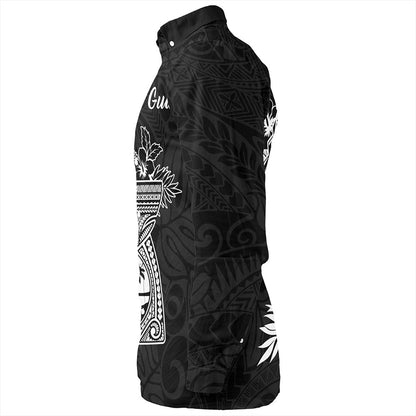 Guam Long Sleeve Shirt Hook With Latte Stone Hibiscus Tropical