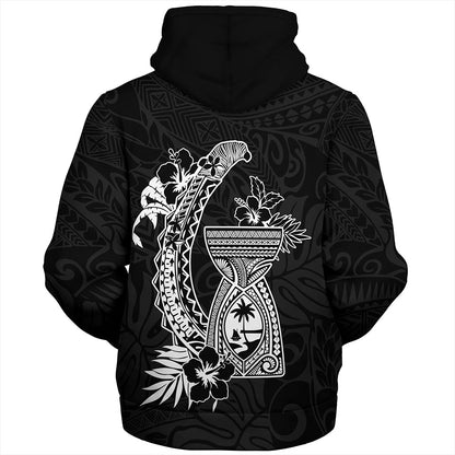 Guam Sherpa Hoodie Hook With Latte Stone Hibiscus Tropical