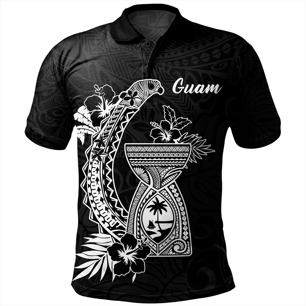 Guam Polo Shirt Hook With Latte Stone Hibiscus Tropical